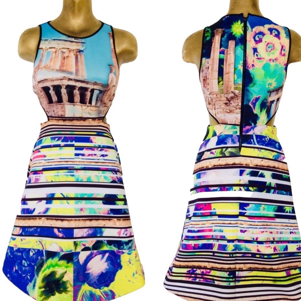 CLOVER CANYON Acropolis Garden Neoprene DRESS S